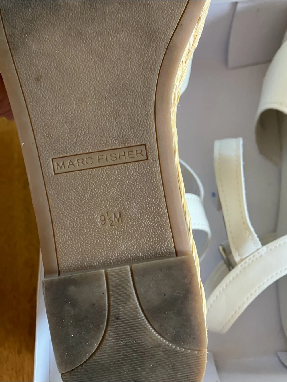 Marc Fisher | Ivory Woven Espadrille Platform Sandals | 9.5